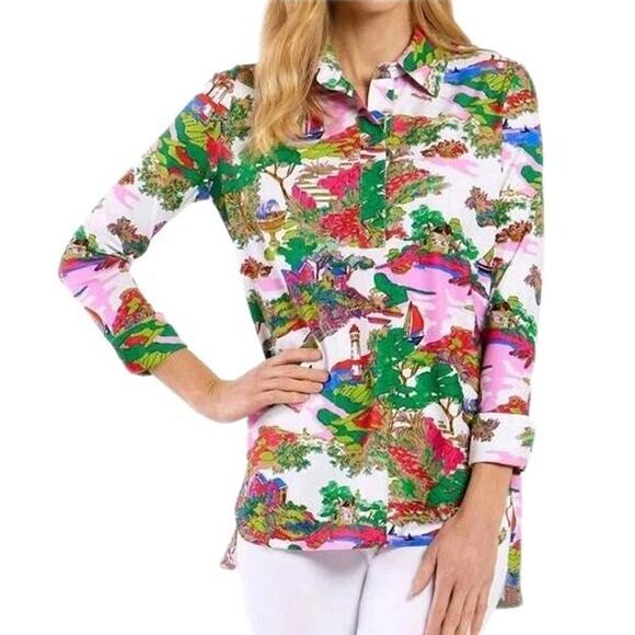 Jude Connally Tops - JUDE CONNALLY Hadley Tunic Popover Top Multicolor Print V-Neck Women's Large